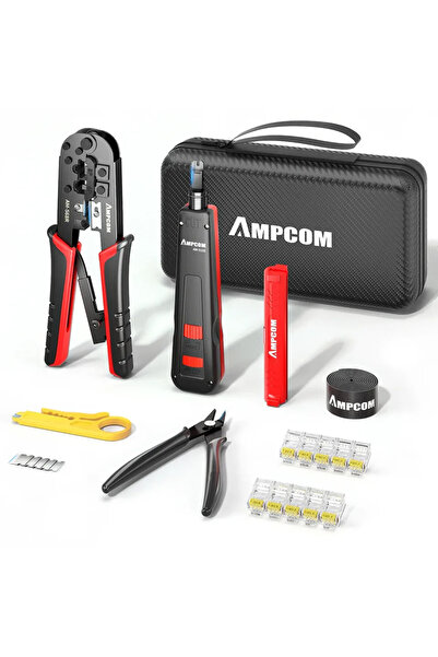 Choice طقم أدوات تجعيد كابلات إيثرنت AMPCOM 568R 918B لموصل RJ45 من نوع CAT6/CAT5e مع أداة تجريد/فك الأسلاك