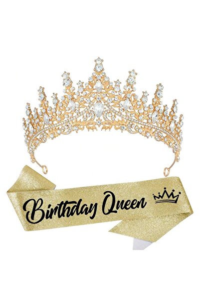 Choice تاجان ذهبيان لملكة عيد الميلاد للنساء، طوق رأس مرصع بالكريستال لملكة عيد الميلاد، وشاح أنيق للأميرات