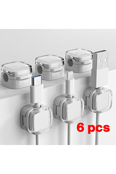 Choice 6 قطع من مشابك الكابلات المغناطيسية البيضاء، كابل USB، حامل كابلات ناع...
