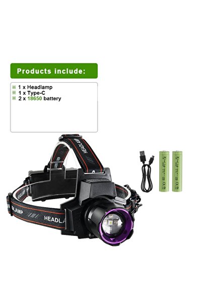 Choice1 مصباح أمامي LED فائق القوة بقوة 5000000 لومن، يعمل ببطارية 18650، بإض...