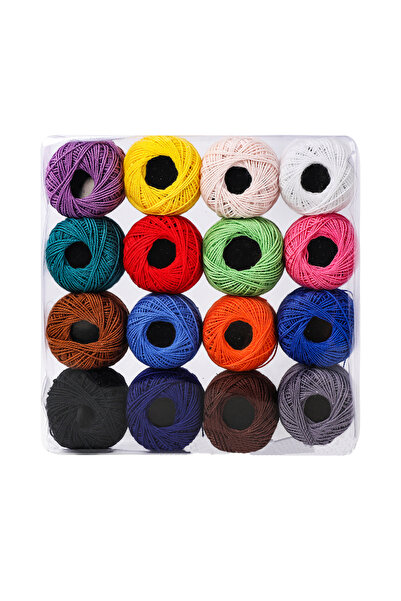 Choice مجموعة خيوط تطريز أحادية اللون، 16 لونًا، خيوط صوف وقطن للتطريز المتقا...