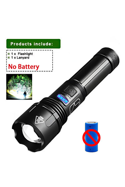 Choice مصباح يدوي LED أسود اللون، بدون بطارية، معدني، فائق السطوع، طويل المدى، قابل لإعادة الشحن، مصباح تكتيكي LED قابل لإعادة الشحن