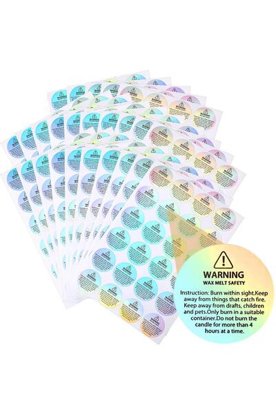 Choice 120 قطعة (5 أوراق) من ملصقات تحذير الشموع، ملصقات ليزر لاصقة لحاويات ا...