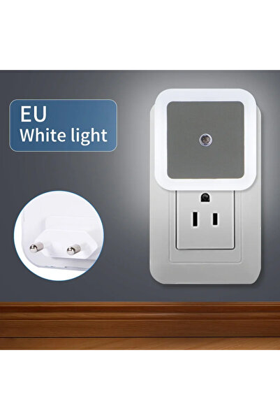 GGBEE مصباح ليلي LED لاسلكي أبيض اللون مزود بمستشعر، يعمل بقابس أوروبي، مصباح حائط مربع صغير للأطفال الرضع.