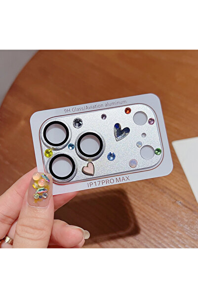 Choice ملصق فضي أنيق مصنوع يدويًا لحماية كاميرا هاتف آيفون 17 برو ماكس، مرصع ...