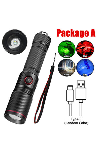 Choice تكبير بدون بطارية، مصدر ضوء جديد رباعي الألوان (أحمر/أخضر/أزرق/أبيض)، فائق السطوع، قابل لإعادة الشحن، مقاوم للماء