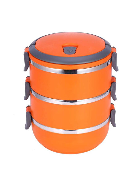 Choice 600ml 3 orange color 3layers 3Layer Stackable Lunch Box Stainless Stee...