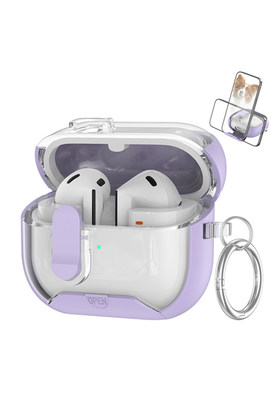 Choice جراب قفل آمن بنفسجي اللون لسماعات Galaxy Buds 3 Pro، مزود بحامل للهاتف...