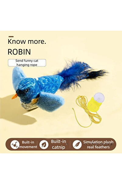 Choice لعبة قطط تفاعلية زرقاء على شكل طائر كهربائي يحاكي الطيور، يصدر صوت زقز...