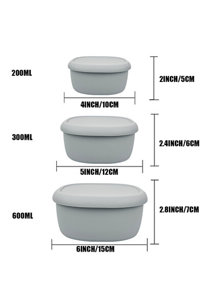 Choice طقم علب غداء سيليكون أبيض/أزرق مكون من 3 قطع، علبة طعام بينتو مع غطاء