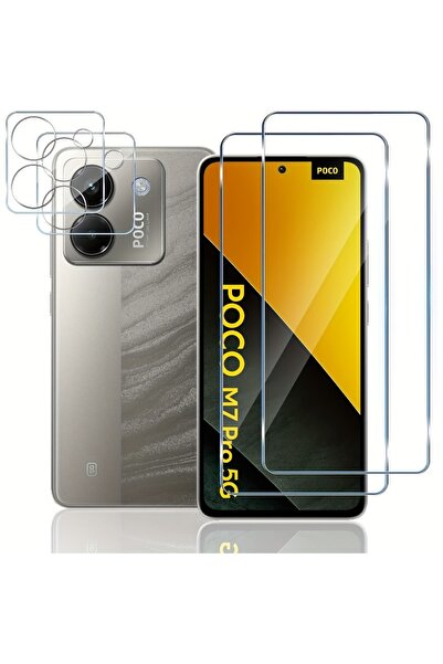 Choice16 Poco M7 pro 5G 4 In 1 pet 2Pcs Tempered Glass Tempered Glass With 2P...