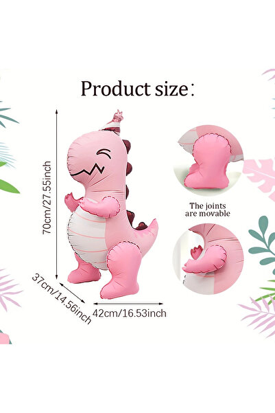 Choice بالون ديناصور آخر، قطعة واحدة - بالون ديناصور وردي ثلاثي الأبعاد واقف ...