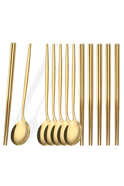 Choice Gold 12Pcs Korean Dinnerware Set Gold High Quality Stainless Steel Flatware Set Mirror Dinner Spoon
