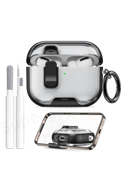 Choice جراب حماية أسود لسماعات AirPods Pro 3 مع قلم، إصدار 2025، مزود بحامل ل...