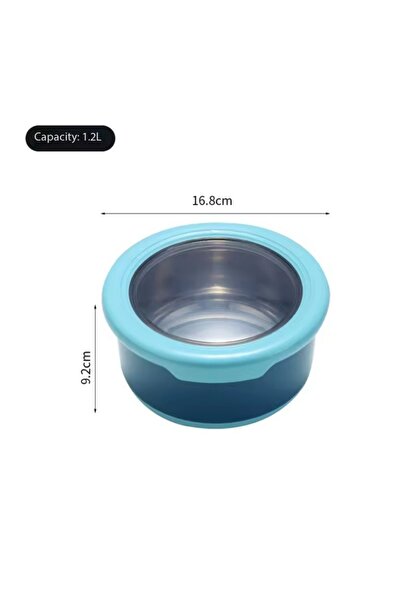 Choice 1200ml blue Round Stainless Steel Sealed Lunch Box with Lid Kitchen Be...