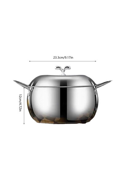 Choice Silver-24cm 1pc Stainless Steel Saucepan with Lid, Uncoated Multipurpose Soup Pot, Double Handle Sh