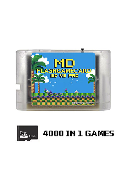 Choice بطاقة ألعاب ميجا جينيسيس MD V3 برو بيضاء اللون، 4000 لعبة في 1، مع بطا...