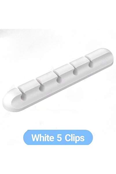 Choice حامل كابلات أبيض بخمسة ثقوب، مصنوع من السيليكون، مناسب للفأرة وسماعات الرأس.