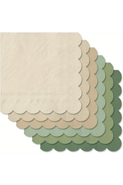 Choice 120pcs Sage Green Nude 120Pcs Sage Green Nude Cocktail Napkin Scallope...