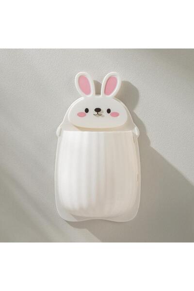 Choice White Cute Rabbit Wall Hanging Storage Rack Punch-Free Wall-Mounted Phone Remote Control Organizer B
