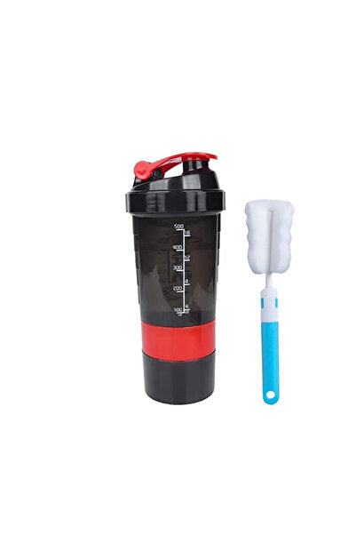 Choice كوبان أحمران محمولان لخلط البروتين سعة 500 مل مع وعاء لتخزين المسحوق و...