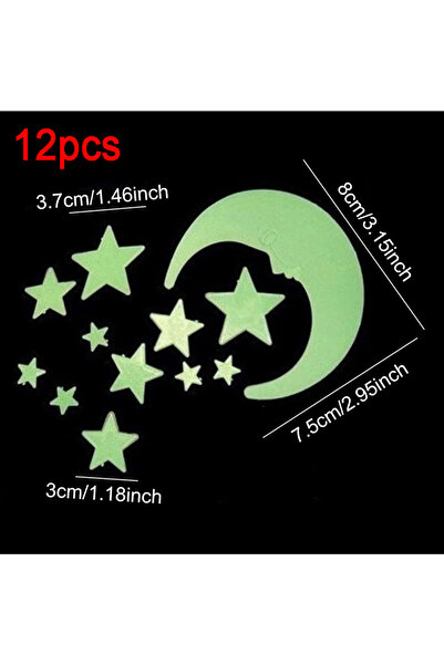 Choice 12 قطعة من ملصقات جدارية مضيئة على شكل قمر ونجوم، بتصميم كرتوني ديناصو...