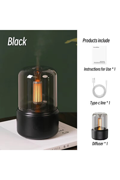 Choice موزع روائح عطرية أسود عتيق سعة 120 مل، مع إضاءة ليلية، مرطب هواء مكتبي صغير، مناسب للعلاج بالزيوت العطرية