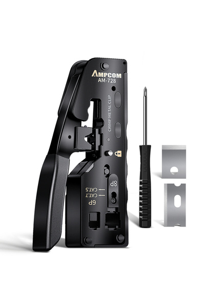 Choice3 Black Set AMPCOM rj45 Crimper CAT7 Crimping Tool for Pass Through RJ1...