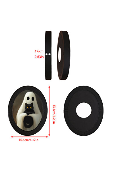 Choice black 1 Piece Dark - style Oval Decorative Ornament, Featuring Element of Ghost Hugging Black Cat, S
