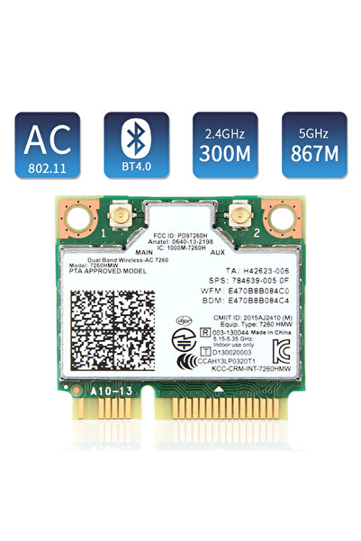 Choice Mini PCI-E Dual Band 2.4G/5Ghz Bluetooth 4.0 Wifi Network Card 7260HMW Wlan Wireless 802.11ac/a/...
