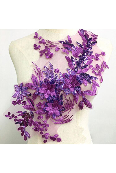 Choice قطعة واحدة من الدانتيل الأرجواني لتزيين فساتين الزفاف، مواد تزيين الملابس، إكسسوارات يمكنك صنعها بنفسك، رقعة دانتيل 45.5*