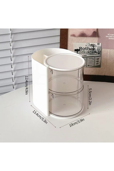 Choice منظم مستحضرات تجميل أبيض مكون من طبقتين - قطعة واحدة، منظم وسادة مكياج...