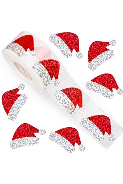 Choice ملصقات قبعات عيد الميلاد (500 قطعة) - ملصقات كرتونية ليزرية لتزيين علب...