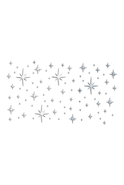Choice 1set Silver 82pcs Acrylic Star Mirror Wall Sticker， Self-Adhesive Wall...