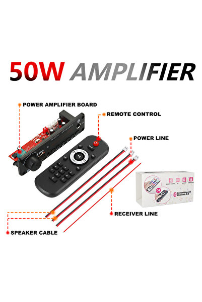 Choice لوحة مكبر صوت عالية الطاقة 50 واط، مزودة بتقنية بلوتوث، تدعم تشغيل ملف...