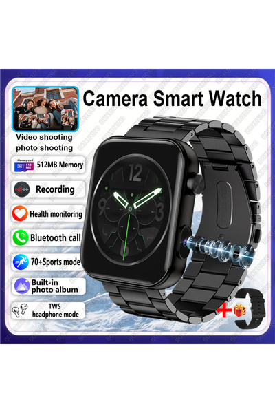 Choice9 Black steel belt New Camera SmartWatch Men Women Photos Record Video ...