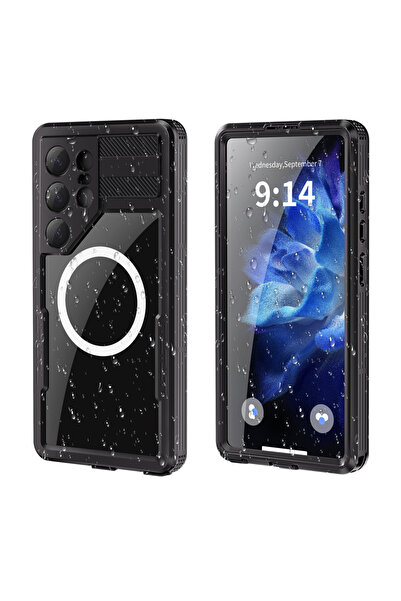 Choice جراب هاتف أسود مقاوم للماء بمعيار IP68 مع حبل مغناطيسي لهاتف Galaxy S2...