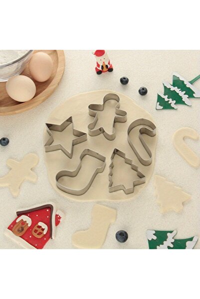 Choice مجموعة قوالب تقطيع بسكويت عيد الميلاد الفضية المكونة من 5 قطع - قوالب ...