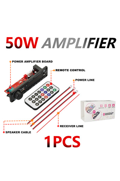 Choice لوحة مكبر صوت عالية الطاقة 50 واط، مزودة بتقنية بلوتوث، تدعم تشغيل ملفات MP3 و WMA و APE، تعمل بجهد 12 فولت تيار مستمر، وحدة صوتية للسيارة مع منفذ USB/T