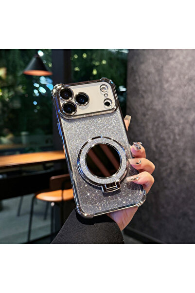 Choice حامل مرآة مكياج من مادة TPU لامعة متدرجة الألوان، مطلي بالفضة، مقاوم ل...