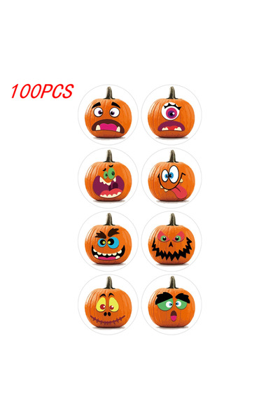 Choice 100pcs 100-500pcs Halloween Pumpkin Roll Stickers 1inch, 8 designs Pum...