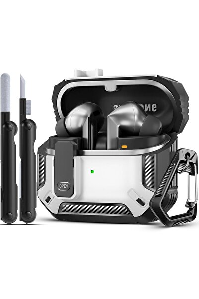 Choice جراب من ألياف الكربون أبيض اللون مع قلم لسماعات Buds 3 Pro، متوافق مع ...