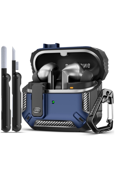 Choice جراب من ألياف الكربون باللون الأزرق مع قلم لسماعات Buds 3 Pro، متوافق ...