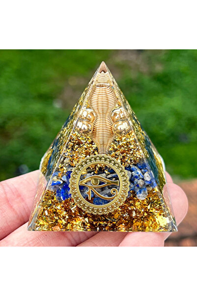 Choice قطعة واحدة من حجر اللازورد الطبيعي، عين حورس، هرم أورغون مصنوع يدويًا،...