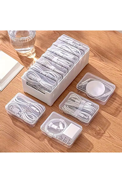 Choice مجموعة صناديق تنظيم الكابلات، تتضمن 7 صناديق تخزين شفافة، متعددة الأغر...