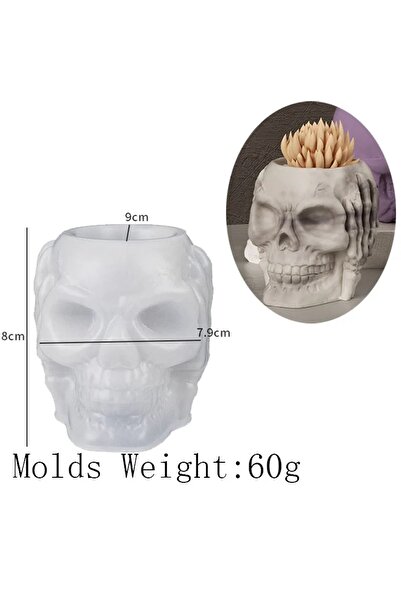 choice2 02 3D Skull Pen Holder Silicone Mold DIY Halloween Craft Creative Cov...