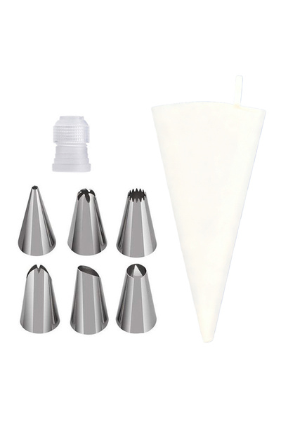 Choice1 مجموعة أدوات مطبخ سيليكون بيضاء مزينة بالزهور، 8 قطع/مجموعة، تتضمن كي...