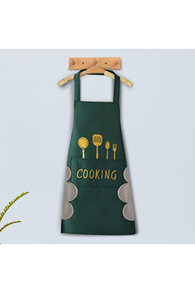 Choice green Waterproof Oilproof Apron Can Wipe Hands Kitchen Work Clothes fo...