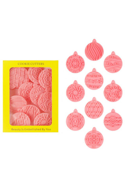 Choice Pink 10 Piece Mini Christmas Ornament Cookie Cutters, 3d Raised Design...
