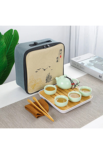 Choice1 Green Set 1Set, Chinese Tea Travel Tea Set Kung Fu Tea Set Ceramic Po...